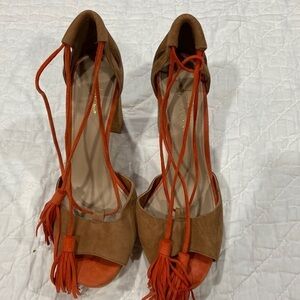 Lord  & Taylor 424 fifth block heels Mara Suede Leather Shoes size 9.5​​…​​